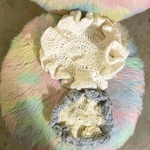 Handmade Crochet Doilies Set in Cream and Gray